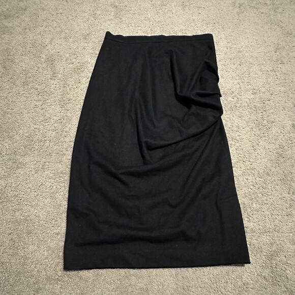 Max Mara Women 8 Skirt Pencil Gathered White Tag Summer Wool Black - Picture 1 of 6